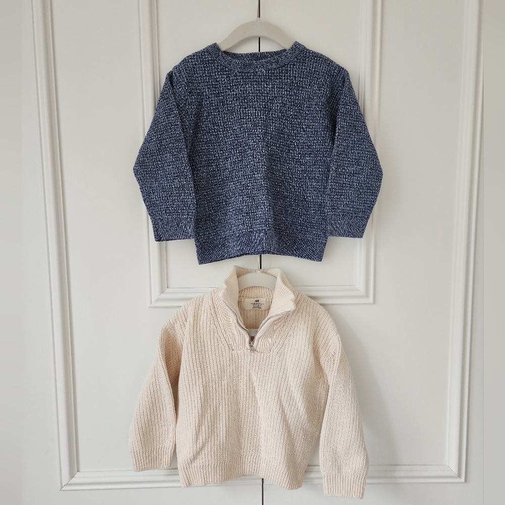 H&M Lot of 2 Toddler Knit Sweater in Cream and Blue | Size 4T